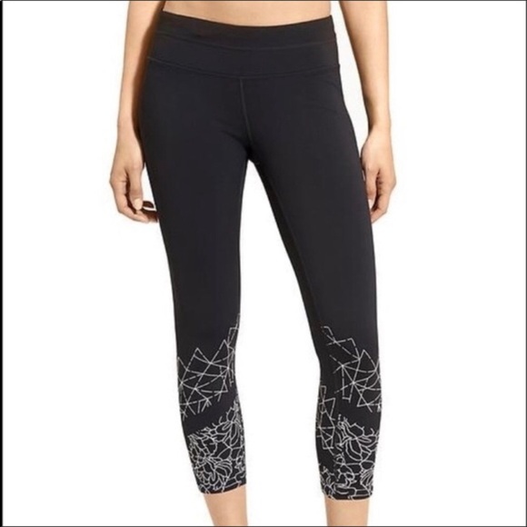 Athleta black sonar Capri cropped ankle graphic floral print - Picture 1 of 13